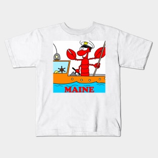 Lobster Piloting a Maine Lobster Boat Kids T-Shirt